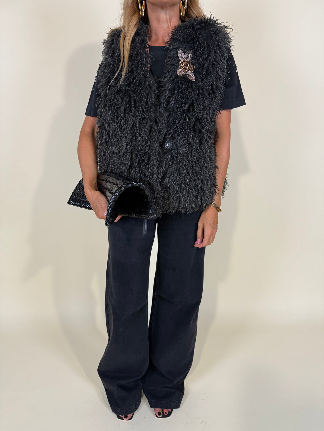 Pelliccia Gilet I con spilla