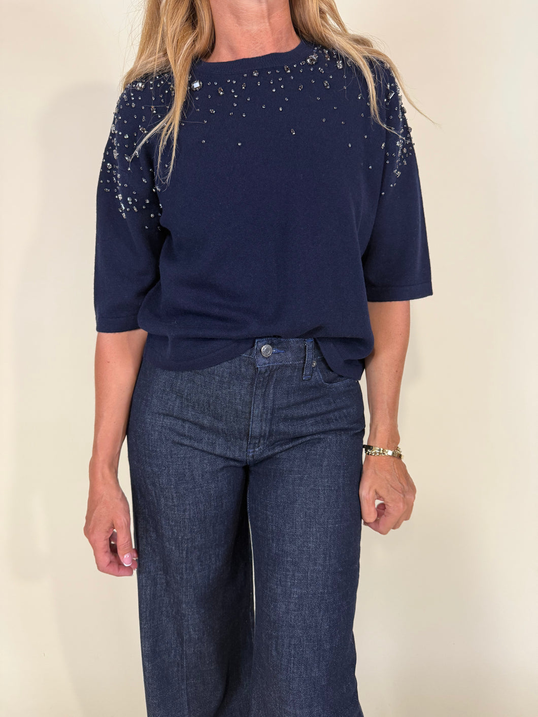 Maglia con cristalli in lana I Più colori