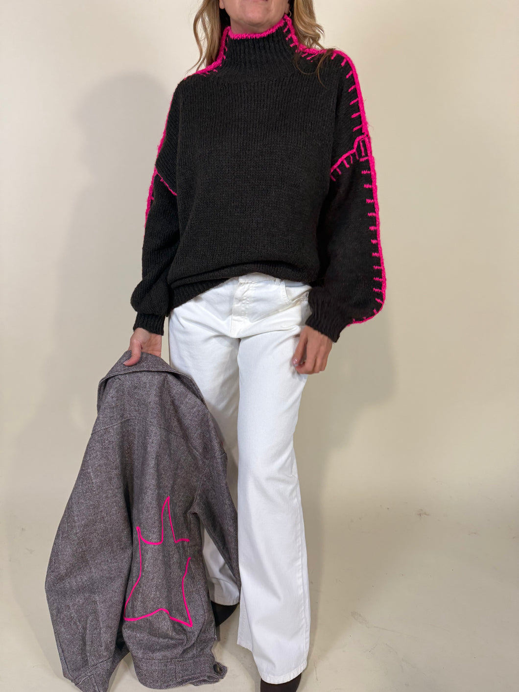 Maglia Impuntura | Moro e Fucsia | BESTSELLER