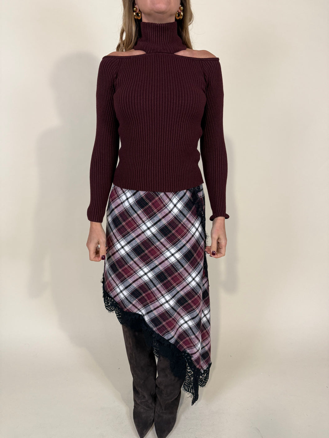 Gonna ceck rosso I con pizzo