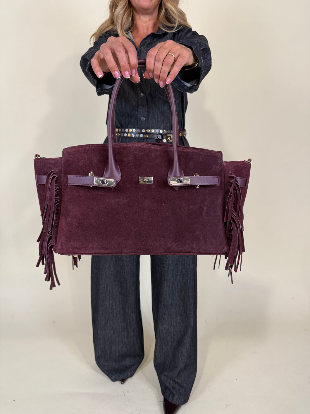 Borsa BIG in suede | con frange | più colori