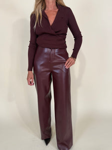 Pantalone in ecopelle Bordeuax
