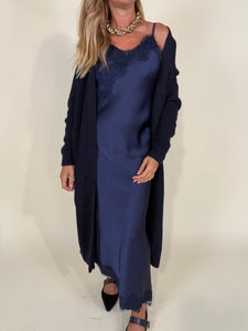Cardigan blu long