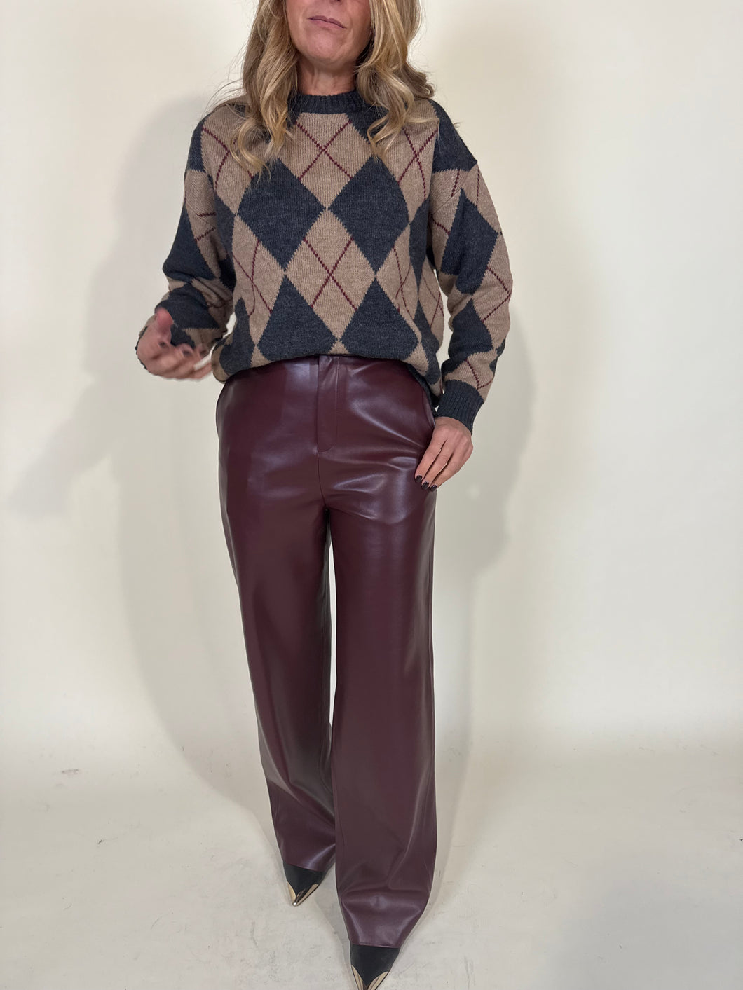 Pantalone in ecopelle Bordeuax