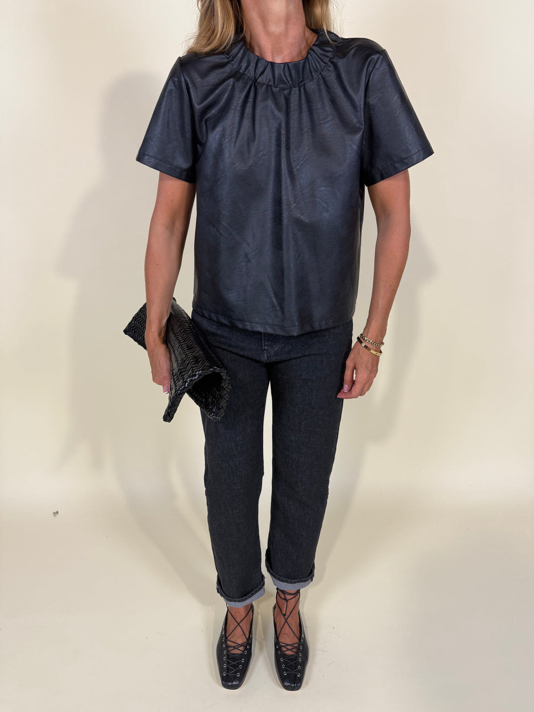 Maglia in ecopelle I black