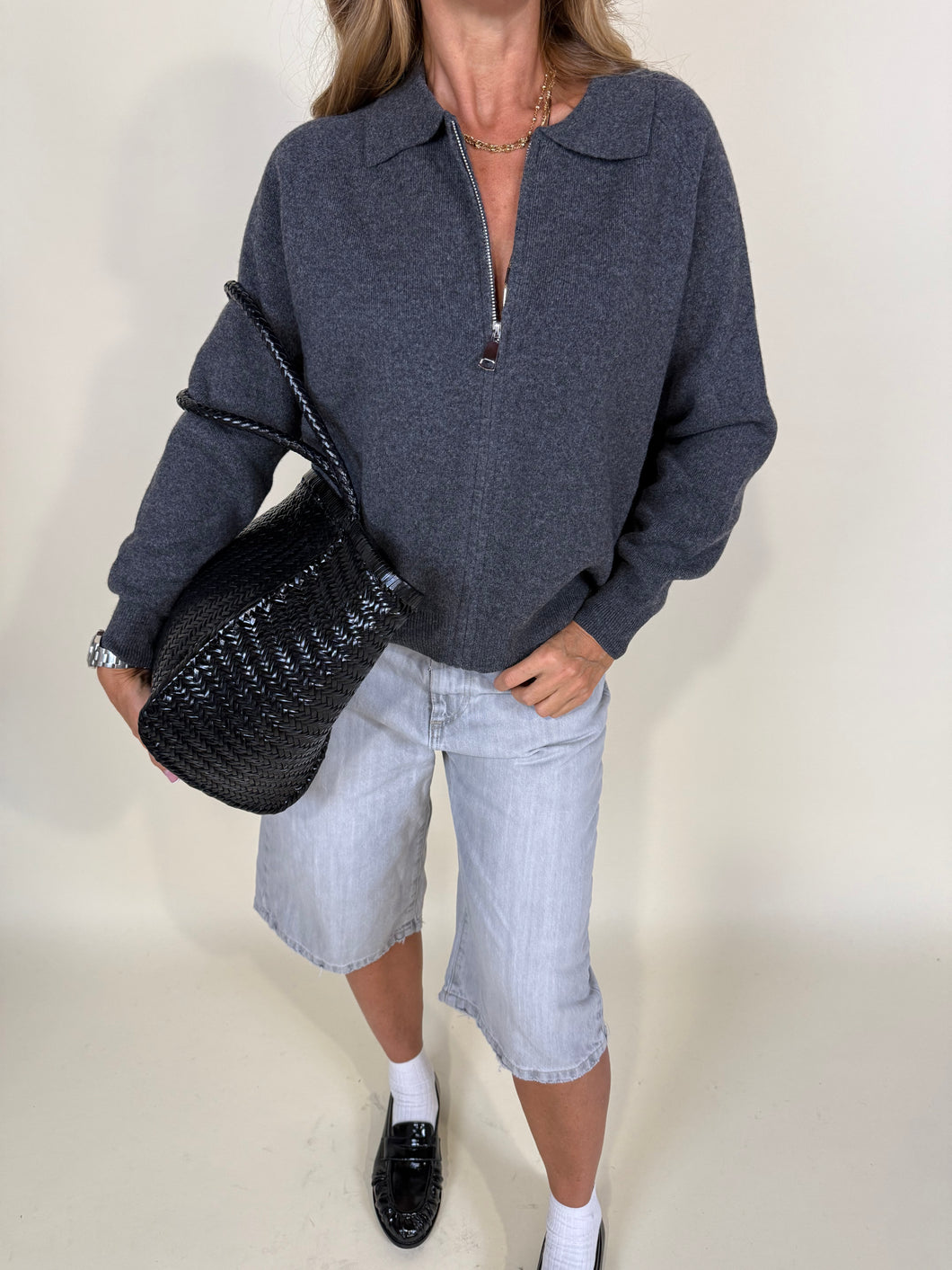 Bomber in maglia catrame I 100% Lana