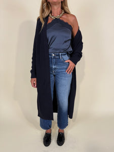Cardigan blu long
