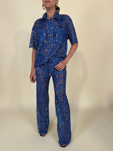 Camicia in pizzo denim Bleu