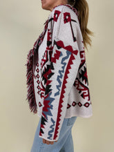Load image into Gallery viewer, Cardigan sfrangiato Red | Lana e alpaca
