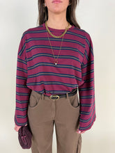 Carica l'immagine nel visualizzatore di Gallery, T-shirt longsleeve Bordeaux e blu
