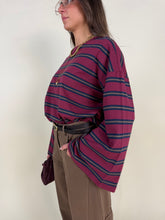 Carica l'immagine nel visualizzatore di Gallery, T-shirt longsleeve Bordeaux e blu
