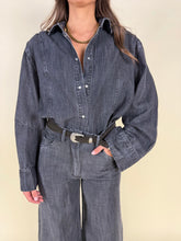 Carica l'immagine nel visualizzatore di Gallery, Camicia in denim Grigio | Dark | Set coordinato
