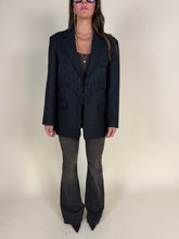 Carica l'immagine nel visualizzatore di Gallery, Blazer black quadri | Con frange
