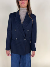 Carica l'immagine nel visualizzatore di Gallery, Blazer gessato blu notte | Viscosa | Set coordinato
