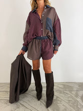 Load image into Gallery viewer, Camicia a righe I Blu e Bordeaux
