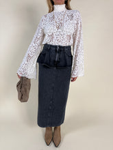 Load image into Gallery viewer, Gonna in denim con Volant | Dark Grey
