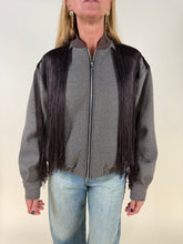 Load image into Gallery viewer, Bomber check con maxi frangia
