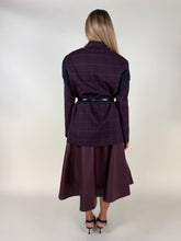 Load image into Gallery viewer, Giacca quadri con frangia | Black &amp; Bordeaux
