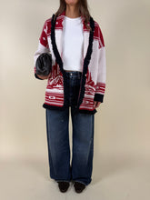 Load image into Gallery viewer, Cardigan midi Cactus | Nero e rosso
