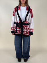 Load image into Gallery viewer, Cardigan midi Cactus | Nero e rosso
