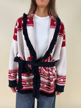 Load image into Gallery viewer, Cardigan midi Cactus | Nero e rosso
