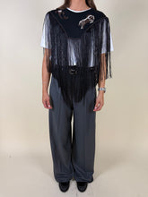 Load image into Gallery viewer, Davantino black con frangia &amp; ricamo
