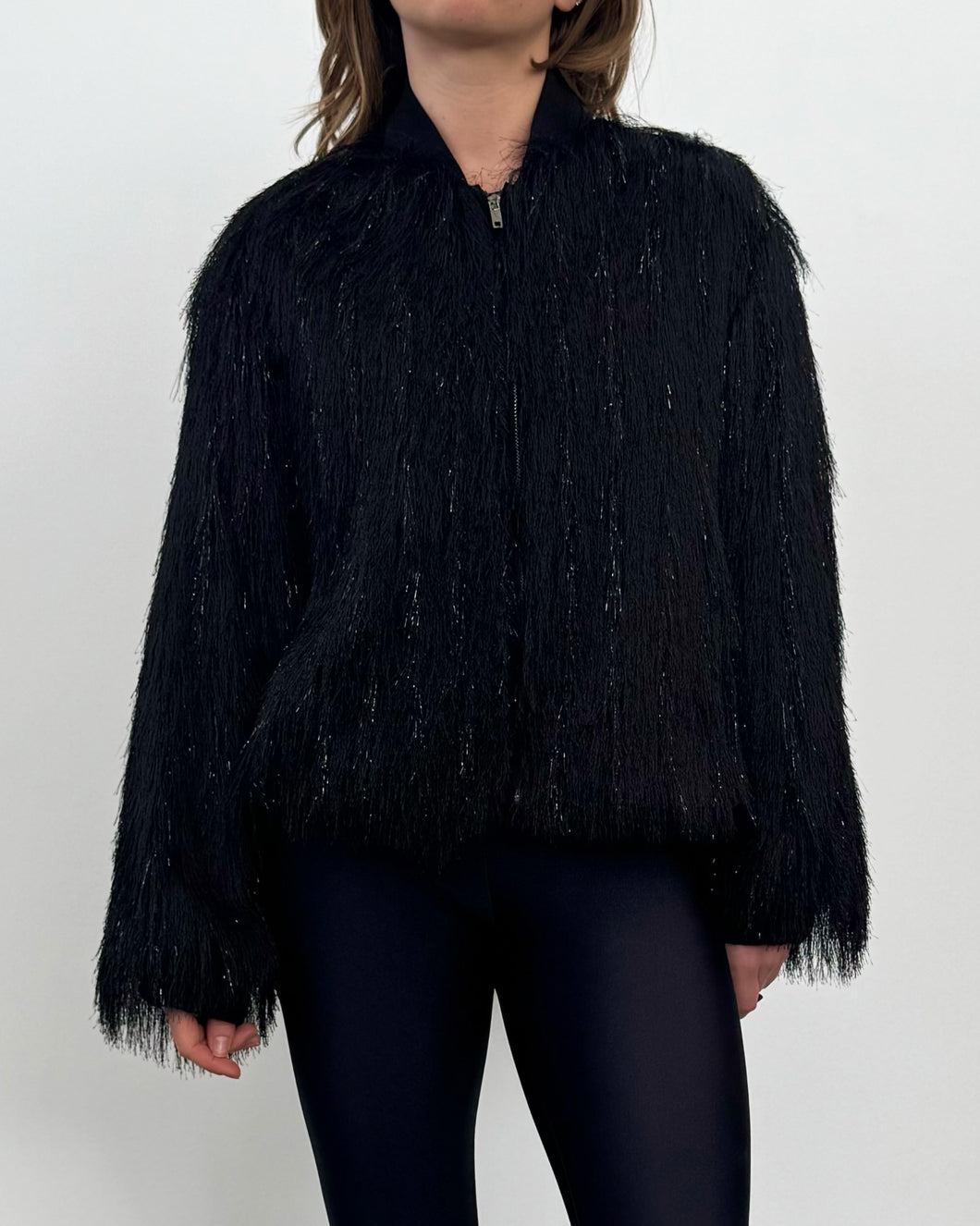 Bomber con frange I Black